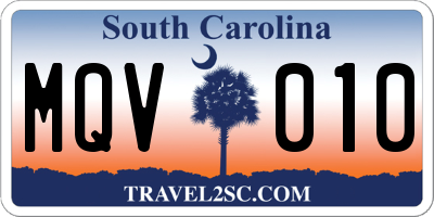 SC license plate MQV010
