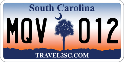 SC license plate MQV012