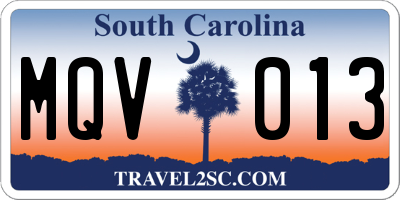 SC license plate MQV013