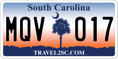 SC license plate MQV017