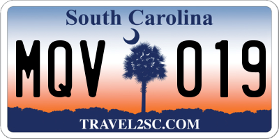 SC license plate MQV019