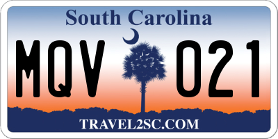 SC license plate MQV021