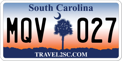 SC license plate MQV027