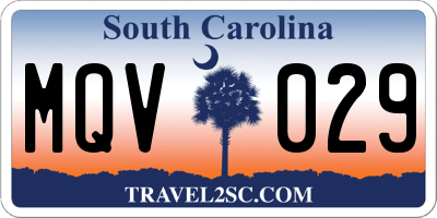 SC license plate MQV029