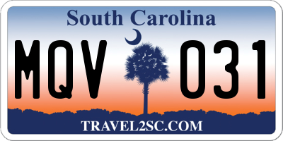 SC license plate MQV031
