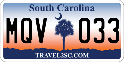 SC license plate MQV033