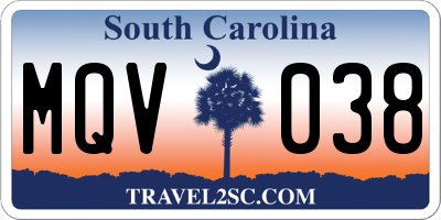 SC license plate MQV038