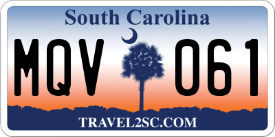 SC license plate MQV061