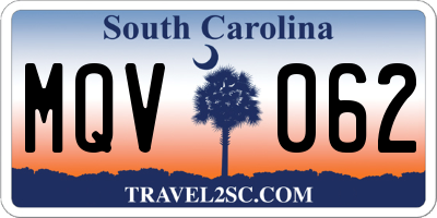 SC license plate MQV062
