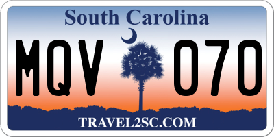 SC license plate MQV070