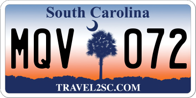 SC license plate MQV072
