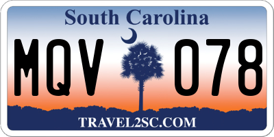 SC license plate MQV078
