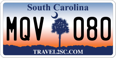 SC license plate MQV080