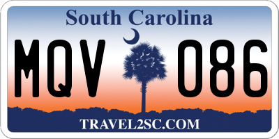SC license plate MQV086