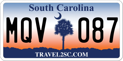 SC license plate MQV087