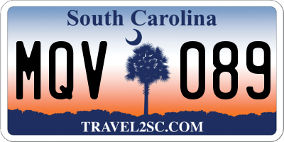 SC license plate MQV089