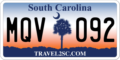 SC license plate MQV092