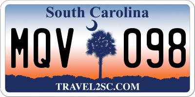 SC license plate MQV098