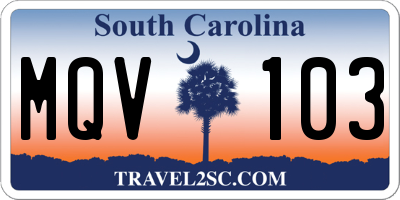 SC license plate MQV103