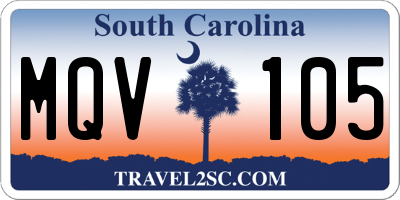 SC license plate MQV105