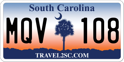 SC license plate MQV108