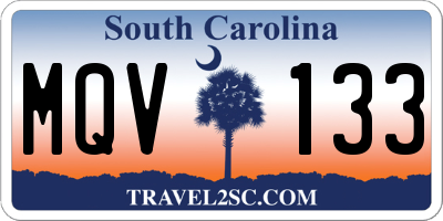SC license plate MQV133