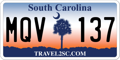 SC license plate MQV137