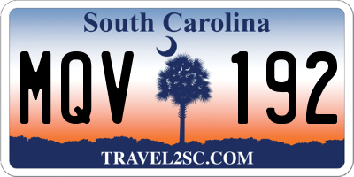 SC license plate MQV192