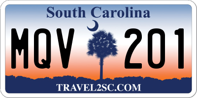 SC license plate MQV201