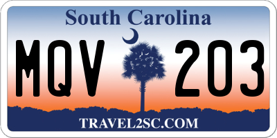 SC license plate MQV203