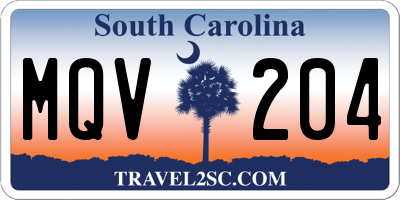 SC license plate MQV204