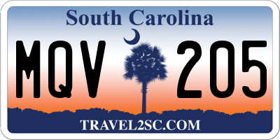 SC license plate MQV205