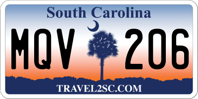 SC license plate MQV206