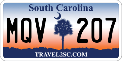 SC license plate MQV207