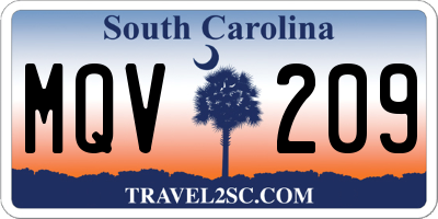 SC license plate MQV209