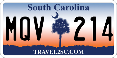 SC license plate MQV214
