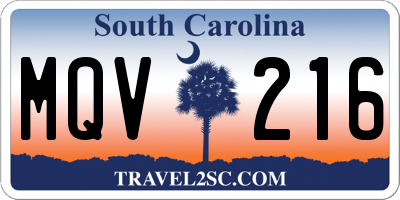 SC license plate MQV216