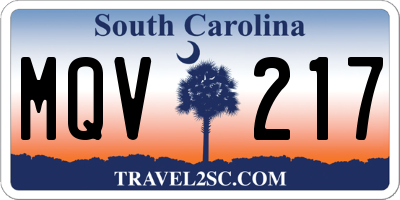 SC license plate MQV217