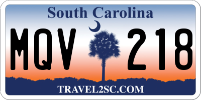 SC license plate MQV218