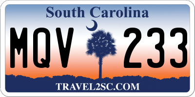 SC license plate MQV233