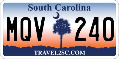 SC license plate MQV240