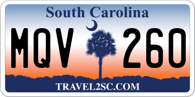 SC license plate MQV260