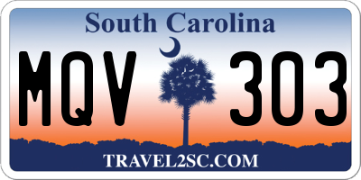 SC license plate MQV303