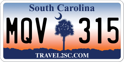 SC license plate MQV315