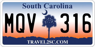 SC license plate MQV316