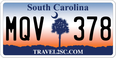 SC license plate MQV378