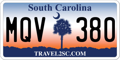 SC license plate MQV380