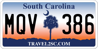 SC license plate MQV386