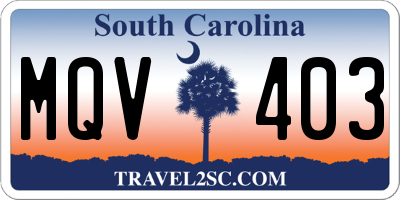 SC license plate MQV403