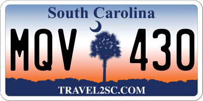SC license plate MQV430
